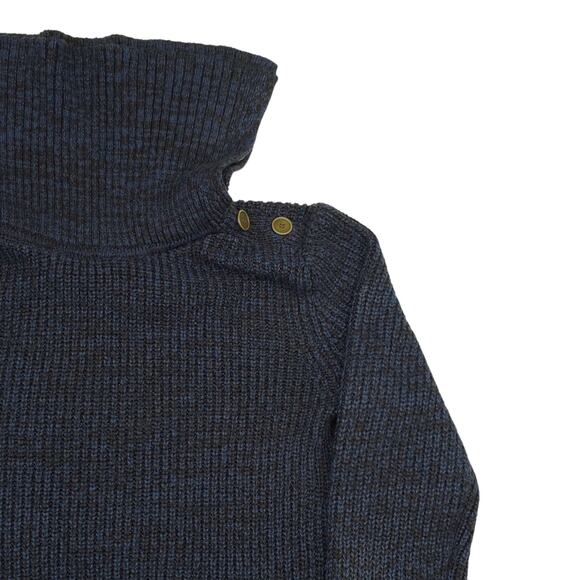 Style & Co Sweater Womens Medium Blue Cowl Neck Button Kangaroo Pocket Pullover - Picture 4 of 13